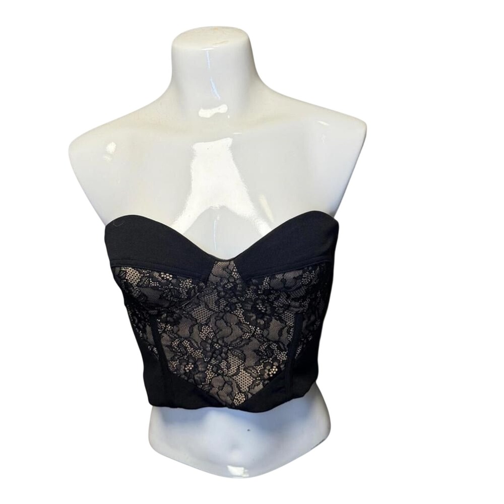 Bebe Black Lace Corset Womens S Vintage Whimsygoth Witchy Y2K Coquette